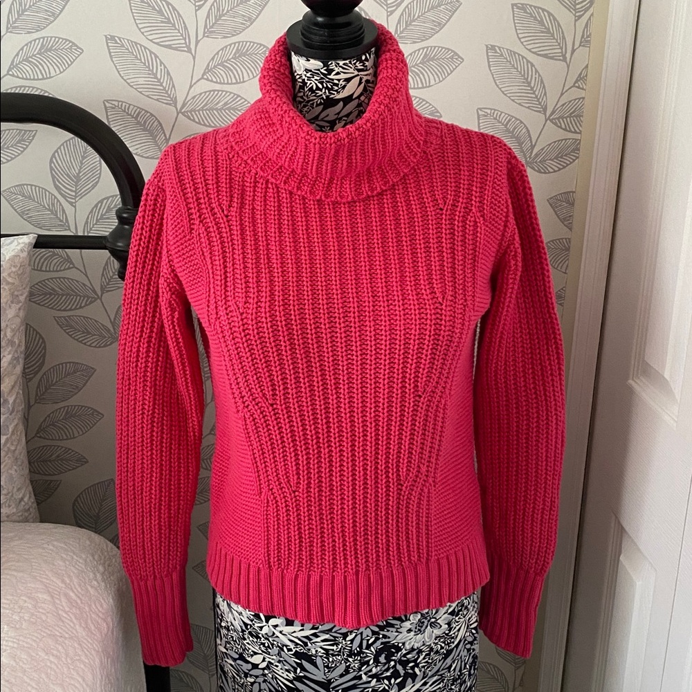 Banana Republic hot pink knit turtleneck sweater